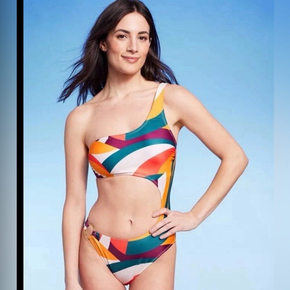 Shade & Shore Women's One Shoulder Cut Out Swimsuit-0368